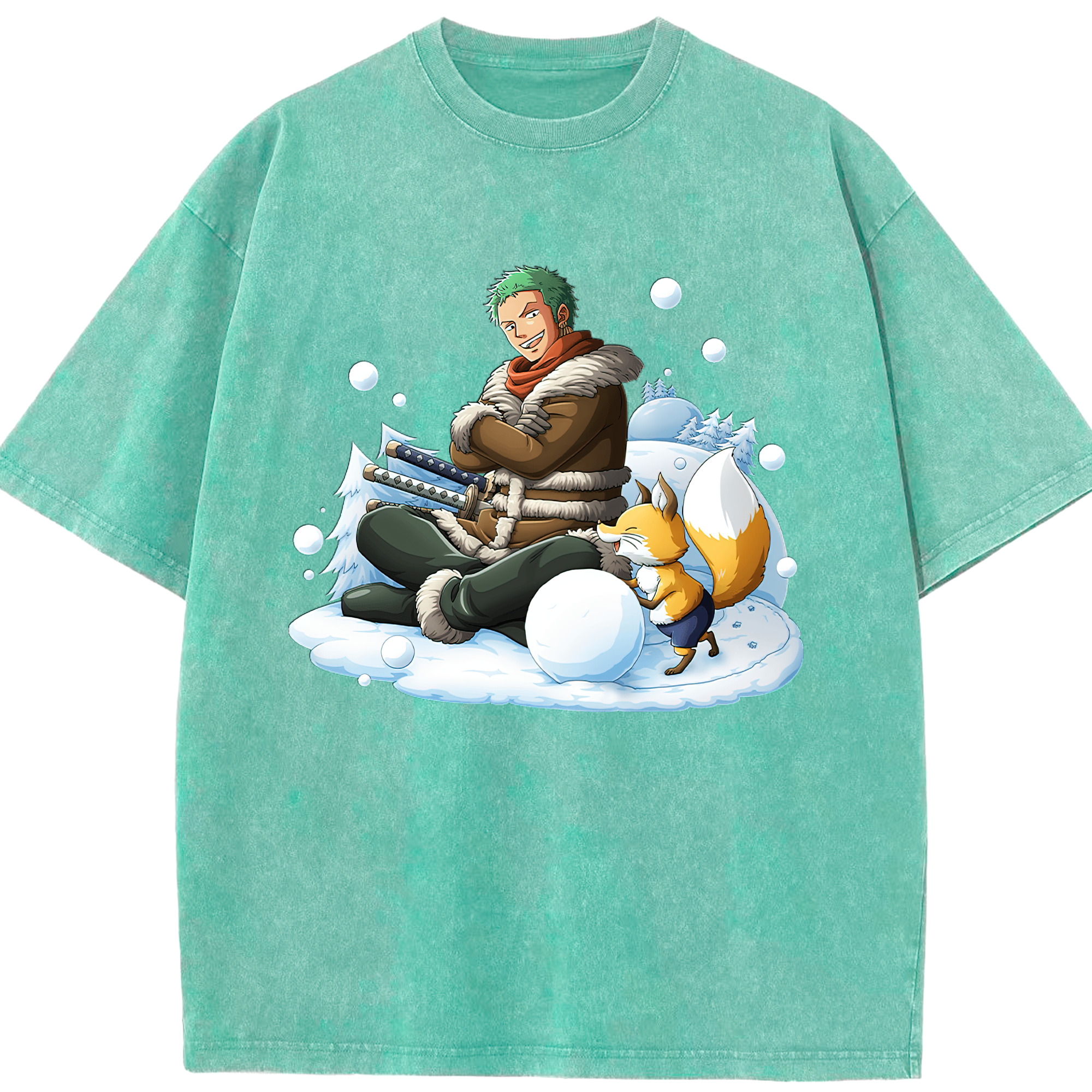 ワンピース ロロノア・ゾロ ONE PIECE Roronoa Zoro 綿100% ヴィンテージ風 半袖Tシャツ（フロントプリント）